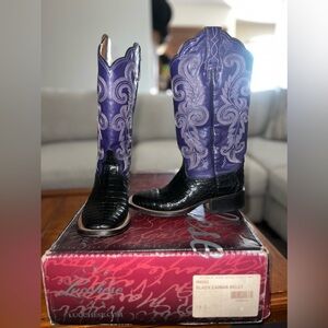 Women’s Lucchese Black Caiman Belly 7.5 C